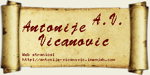 Antonije Vicanović vizit kartica